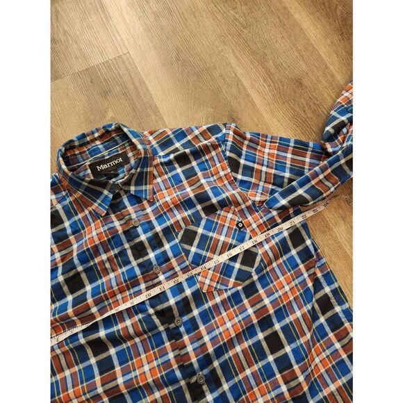 Marmot Men's Med LS pocket button up performance poly plaid shirt multicolor - Picture 6 of 8